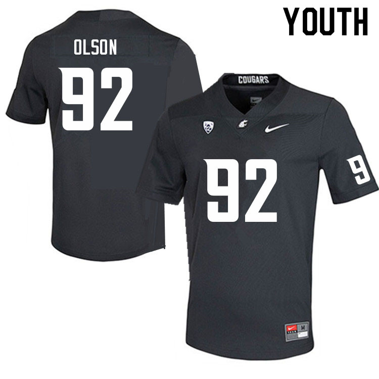 Youth #92 Trenton Olson Washington State Cougars College Football Jerseys Sale-Charcoal - Click Image to Close